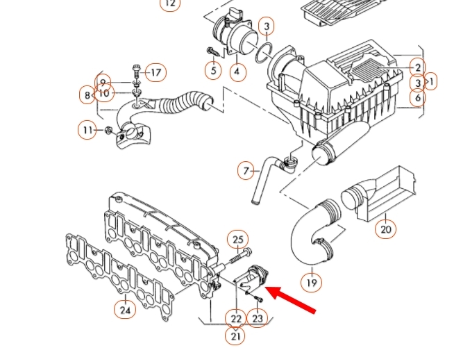 Stuurklep luchttoevoer / onderdrukdoos 2.0 TDI 03G129061C