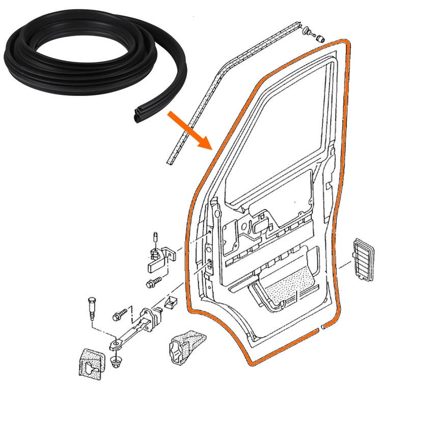 Deurrubber links/ rechts T4 bus 7D0837911/912 