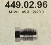 Wartelmoer M12x1, bor. 5 mm, Lengte 20 mm, Sleutel 12 (B5.0)