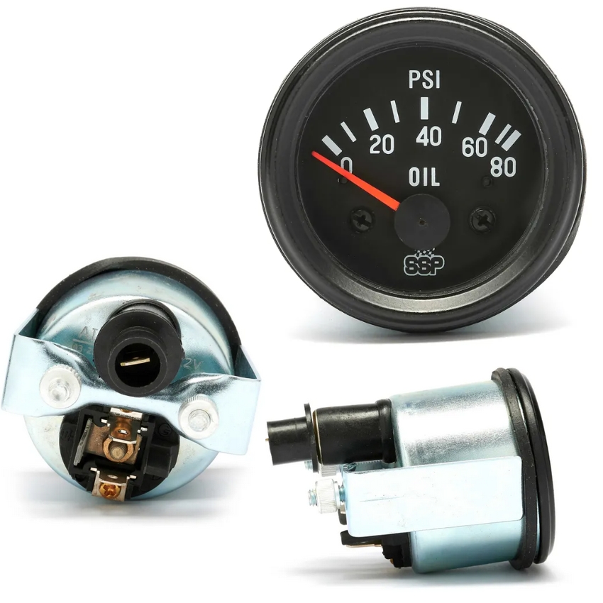 Oliedruk meter 80psi SSP zwart
