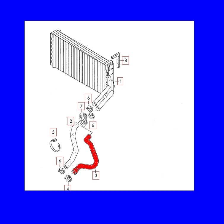 Radiateurslang / koelwaterslang Audi 80 aanvoer, kachelradiateur naar motor 8A0819371K 