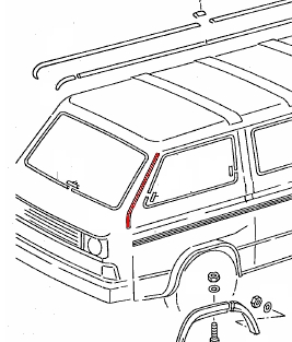 Afwerklijst / sierlijst voor A-stijl T25/ T3 bus rechts 251853706