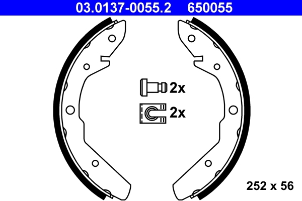 Remschoen set, achterzijde T2 bus, 252x56 mm 211698537N ATE