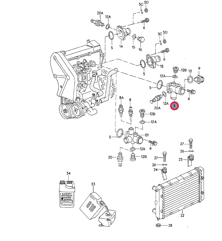 Flens koelvloeistof 1.6 D- TD 068121133M