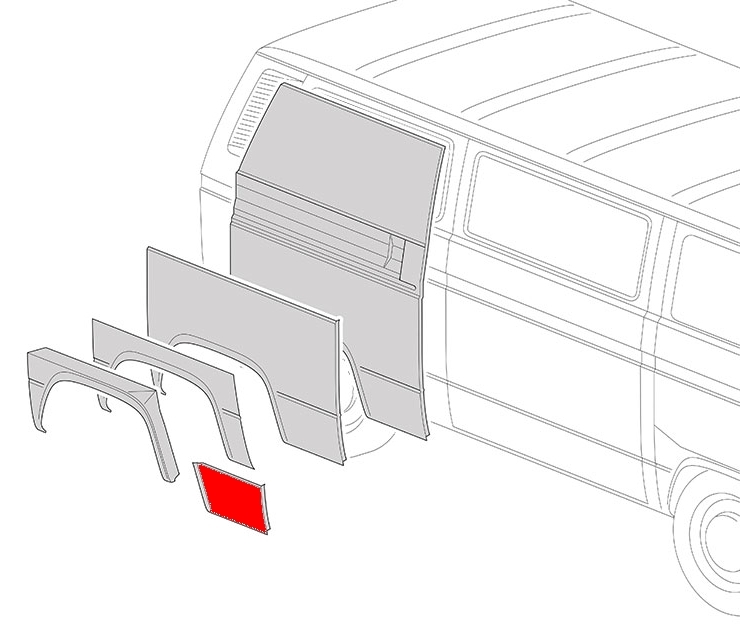 Paneelplaat voor achterwiel rechts  T25 / T3 bus B Keus