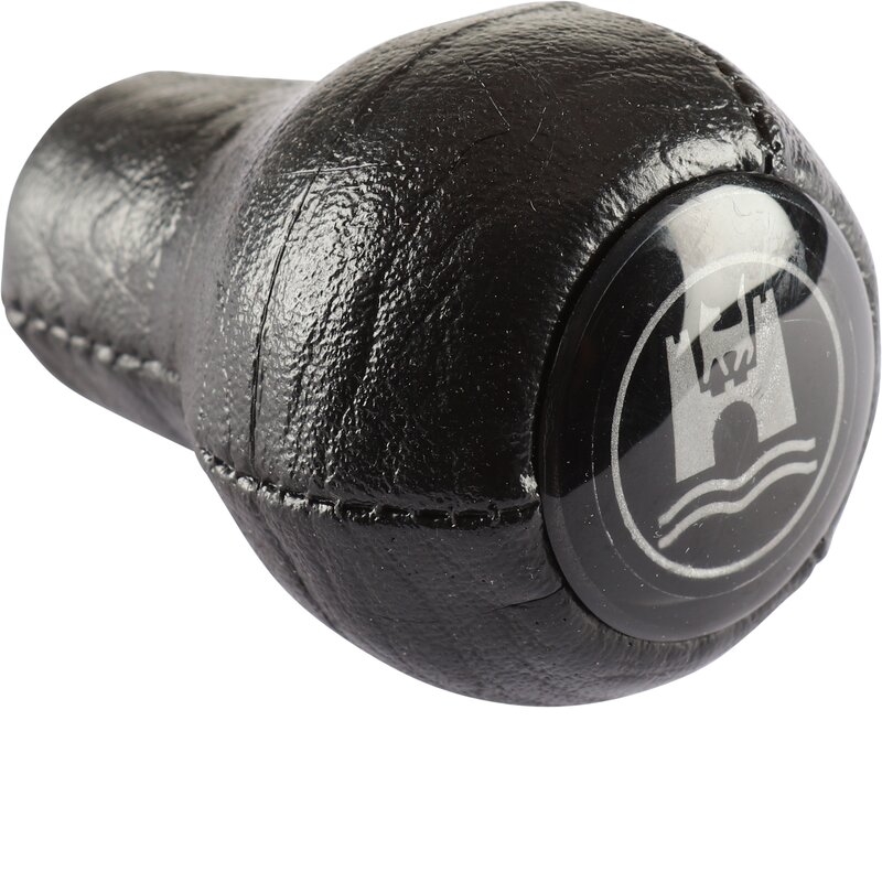 Pookknop 12mm draad, zwart met Wolfsburg logo 